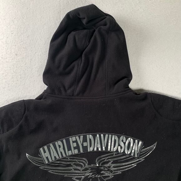 Harley Davidson Jacket Mens XL Fleece Hooded HD Motorcycles Eagle Logo Zip Coat - Picture 10 of 16